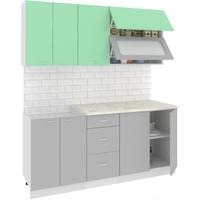 Готовая кухня Кортекс-мебель Корнелия Мара 1.8м (салатовый/серый/мадрид)