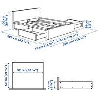 Кровать Ikea Мальм 200x160 (4 ящика, дуб беленый, без основания) 792.109.48
