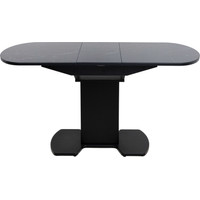 Кухонный стол Аврора Корсика фотопечать 120-151.5x80 (мрамор черный 9/черный матовый)