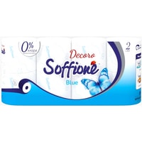 Туалетная бумага Soffione Decoro голубая 2х слойная (8 рулонов)