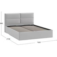 Кровать Трия Глосс универсальный тип 1 с ПМ и заглушиной 160x200 (велюр Confetti Silver)