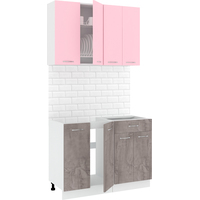 Готовая кухня Кортекс-мебель Корнелия Лира-лайт км.02458 1.1 м без столешницы (розовый/оникс)