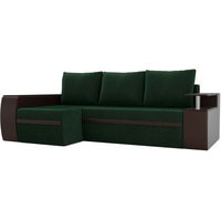 Угловой диван Лига диванов Майами 103017 (левый, велюр/экокожа, зеленый/коричневый)