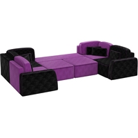 П-образный диван Mebelico Гермес-П 59318 (вельвет, черный/фиолетовый)