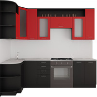 Готовая кухня Артём-Мебель Виола СН-114 со стеклом МДФ 1.5x2.6 Левая (красный/черный)