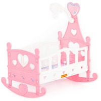Кроватка для кукол Полесье качалка сборная №3 62079 (8 элементов, розовый/белый)