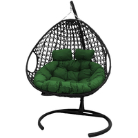 Подвесное кресло M-Group Для двоих Люкс 11510404 (черный ротанг/зеленая подушка)