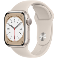 Умные часы Apple Watch Series 8 41 мм (алюминиевый корпус, звездный свет/звездный свет, спортивный силиконовый ремешок S/M)