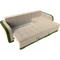 Угловой диван Лига диванов Марсель 29539 (левый, микровельвет, бежевый/зеленый)