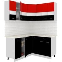 Готовая кухня Кортекс-мебель Корнелия Экстра 1.5x1.5м (красный/черный/королевский опал)