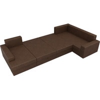 П-образный диван Лига диванов Мэдисон 28913 (рогожка, коричневый/бежевый)