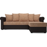 Угловой диван Мебель-АРС Рейн угловой (микровелюр/экокожа, кордрой/коричневый)