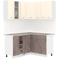 Готовая кухня Кортекс-мебель Корнелия Лира 1.5x1.4 (крем/оникс/марсель)
