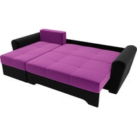 Угловой диван Лига диванов Амстердам 28227 (левый, микровельвет/экокожа, фиолетовый/черный)