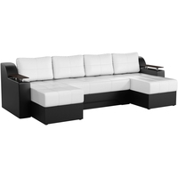 П-образный диван Mebelico Сенатор 59358 (экокожа, белый/черный)