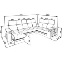П-образный диван Савлуков-Мебель Ритис П-образный 330x220