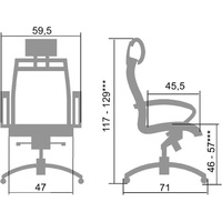 Кресло Metta SkyLine S-2 B,Pl, CSk-25 (пластиковые ролики, белый)