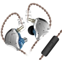 Наушники KZ Acoustics ZS10 Pro (с микрофоном, серебристый/синий)