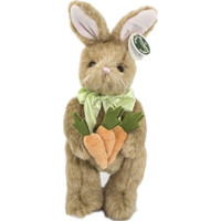 Классическая игрушка Bearington Зайка с зеленым бантиком и морковкой (25 см) [986088]