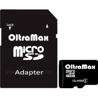 Карта памяти OltraMax microSDHC Class 4 4GB + адаптер