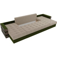 П-образный диван Лига диванов Венеция 100042 (микровельвет, бежевый/зеленый)