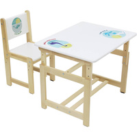 Детский стол Polini Kids Eco 400 SM (Дино 1, белый/натуральный)
