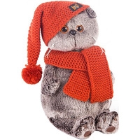 Классическая игрушка Basik & Co Басик в вязаной шапке и шарфе (25 см)