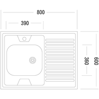Кухонная мойка Ukinox STD800.600-5C 0L (с сифоном)