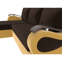 Угловой диван Лига диванов Меркурий лайт левый (микровельвет коричневый/микровельвет желтый)
