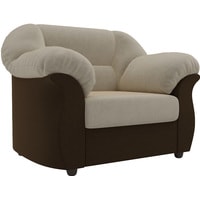 Интерьерное кресло Лига диванов Карнелла 105838 (микровельвет, бежевый/коричневый)