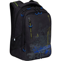 Школьный рюкзак Grizzly RU-338-1 (черный/салатовый)