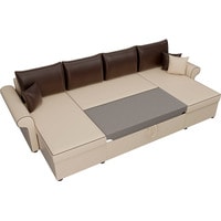П-образный диван Лига диванов Милфорд 31577 (экокожа, бежевый/коричневый)