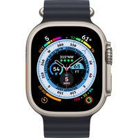 Умные часы Apple Watch Ultra LTE 49 мм (титановый корпус, титановый/темно-серый, ремешок из эластомера)