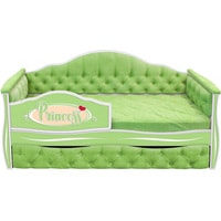 Кровать с выдвижным спальным местом Настоящая мебель Иллюзия 180x80 с доп спальным местом (вельвет, зеленый)