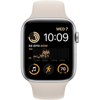 Умные часы Apple Watch SE 2 44 мм (алюминиевый корпус, серебристый/звездный свет, спортивные силиконовые ремешки S/M + M/L)