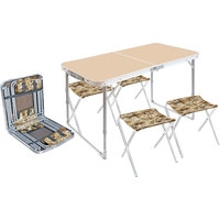 Стол со стульями Nika складной стол влагостойкий и 4 стула ССТ-К2/5 (кофе с молоком)