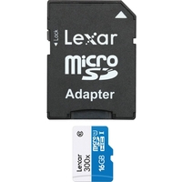 Карта памяти Lexar LSDMI16GBB1EU300A microSDHC 16GB + адаптер