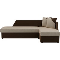 Угловой диван Лига диванов Андора 102665 (правый, микровельвет, бежевый/коричневый)