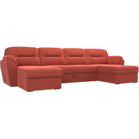 П-образный диван Лига диванов Бостон 109503 (микровельвет, коралловый)