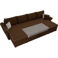 П-образный диван Лига диванов Милфорд 31570 (микровельвет, коричневый)