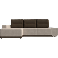 Угловой диван Лига диванов Чикаго левый 110772L (рогожка бежевый/подушки коричневые)