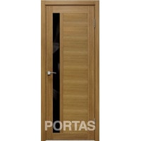 Межкомнатная дверь Portas S28 70x200 (орех карамель, стекло lacobel черный лак)