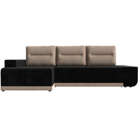 Угловой диван Лига диванов Чикаго левый 110743L (велюр черный/подушки бежевые)