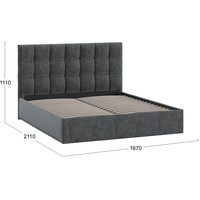 Кровать Трия Эмбер универсальный тип 1 160x200 (микровелюр Jercy Graphite)