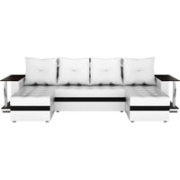 П-образный диван Craftmebel Атланта П 2 стола (бнп, экокожа, белый)