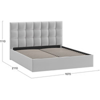 Кровать Трия Эмбер универсальный тип 1 с ПМ 160x200 (велюр Confetti Silver)