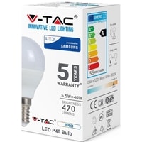 Светодиодная лампочка V-TAC P45 E14 5.5 Вт 6400 К VT-236