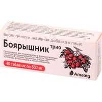Витамины, минералы Аматег Боярышник Трио, 500 мг, 40 табл.