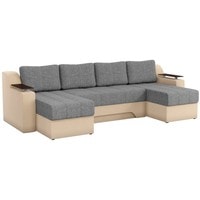 П-образный диван Craftmebel Сенатор (п-образный, н.п.б., рогожка, серый/бежевый)