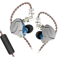Наушники KZ Acoustics ZSN Pro (с микрофоном, серебристый/синий)